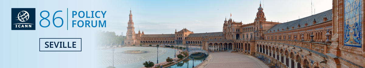 ICANN86 Policy Forum - Seville Banner